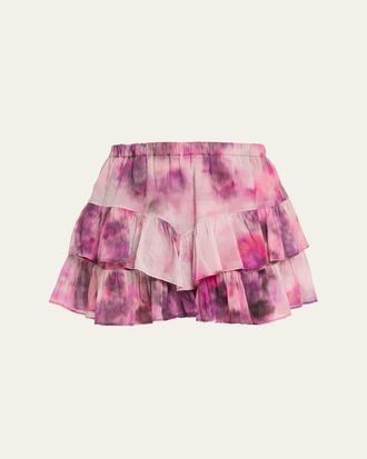 Isabel Marant Jocadia Tie-Dye Cotton Ruffle Mini Skirt