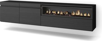 Skraut Home Skraut Home - Mueble Tv, Televisi&oacute;n, Muebles De Sal&oacute;n, Almacenaje, 200x45x35cm, Para Tv Hasta 80, Chimenea El&eacute;ctrica, Colgado, Suspendido, Estilo Mode