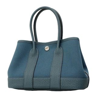 Herm&egrave;s Blue Toile Officier Negonda Leather Tote Bag (Pre-Owned)