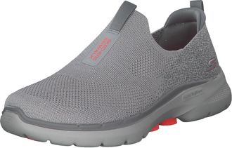 Skechers Womens GO Walk 6 Glimmering Sneaker, Gray Textile/Coral Trim, 5.5 UK