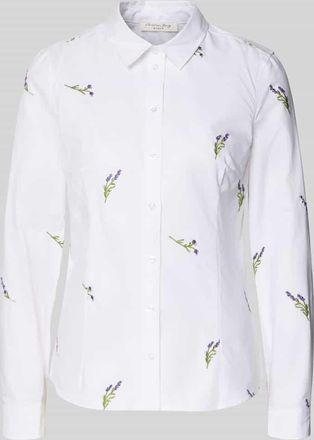 Christian Berg Hemdbluse mit Motiv-Stitchings in Weiss, Gr&ouml;&szlig;e 34