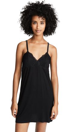 PJ Salvage Womens Rayon Basics Chemise, Black, M