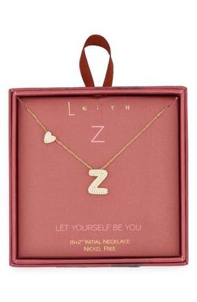 Leith Cubic Zirconia Heart & Bubble Initial Pendant Necklace in Z- Clear- Gold at Nordstrom Rack