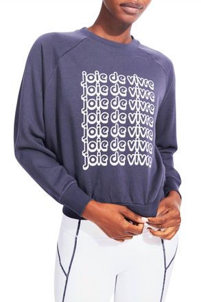 Kensie Long Sleeve Raglan Joie De Vivre Sweatshirt In Nautilus