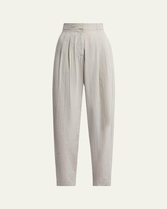The Row Iven Low-Rise Crinkled Barrel-Leg Pants