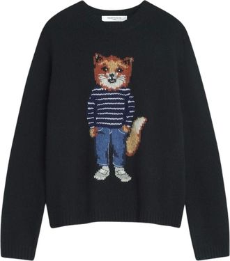 Maison Kitsuné Fox Intarsia Merino Wool Dress