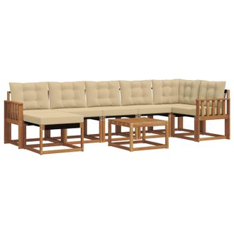 vidaXL Conjunto De Sof&aacute;s De Exterior Con Coj&iacute;n 8 Pcs Natural Y Beige Vidaxl