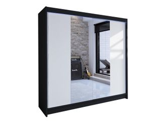 Mirjan24 Mobilier1 - Armario Closico 138, Negro + Blanco, 215x180x58cm, Puertas De Armario: Correderas, N&uacute;mero De Estantes: 0, Led