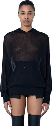 Rick Owens Hoodies & sweatvesten, Dames, Zwart, S, Mesh Knit Hoodie