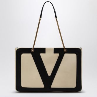 Valentino Garavani Large Viva Superstar Bag In Butter White/Black
