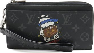 Louis Vuitton Monogram Eclipse Black Gray Monogram Eclipse Leather Coin Purse/Coin Case (Pre-Owned)