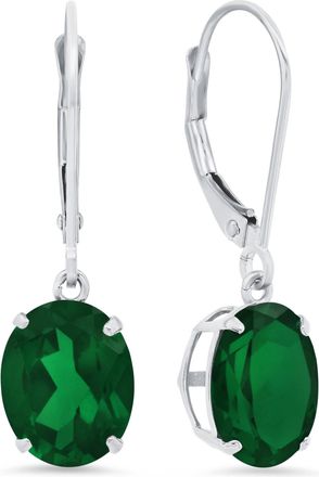 MAX + STONE 14k Yellow or White Gold 8x10mm Oval Gemstone Dangle Earrings with Leverbacks
