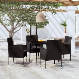vidaXL Juego De Comedor Para Jard&iacute;n 5 Piezas Negro Vidaxl