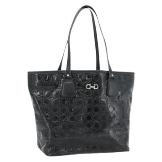 Ferragamo Pre-owned Tote Bags, female, Black, Size: ONE SIZE Pre-owned Patent Leather Tote Bag