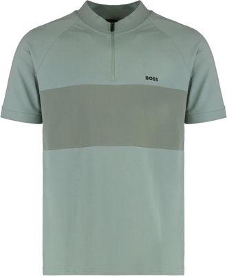 HUGO BOSS Polo shirt van katoenmix met blokstreep - Heren - Polos - Groen - XS - Katoen - Tops
