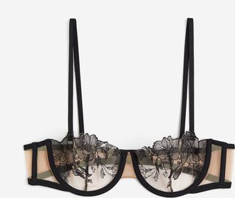 H&M Unwattierter Balconette-BH mit Stickerei - Schwarz