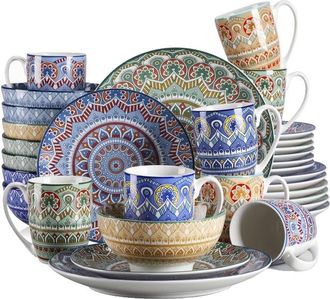 OEM Juego De Vajilla De Porcelana Con Estampado De Mandala Bohemio, Color Turquesa