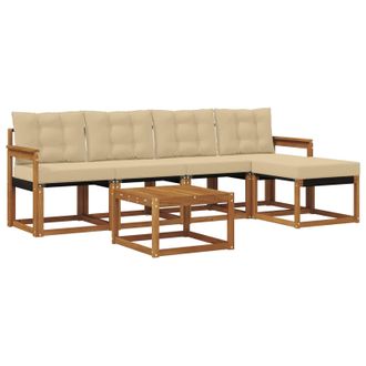 vidaXL Conjunto De Sof&aacute;s De Exterior Con Coj&iacute;n 6 Pcs Natural Y Beige Vidaxl