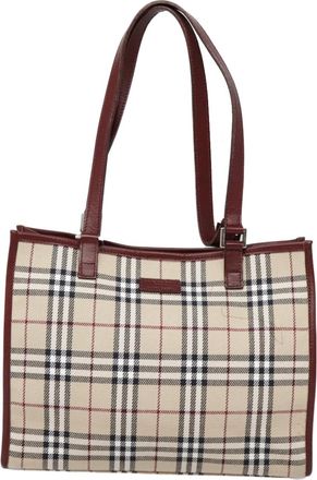 Burberry Nova Check Beige Canvas Tote Bag (Pre-Owned)