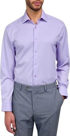 W.R.K Slim Fit Broken Stripe Print Recycled Performance Stretch Dress Shirt in White Purple at Nordstrom Rack, Size 15.5