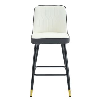 STILVORA Lote De 2 Taburetes De Bar Con Respaldo Y Reposapi&eacute;s, Metal Y Polipiel, Gris Oscuro Y Blanco