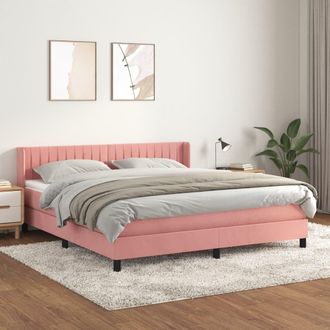 vidaXL Cama Box Spring Con Colch&oacute;n Terciopelo Rosa 160x200 Cm Vidaxl