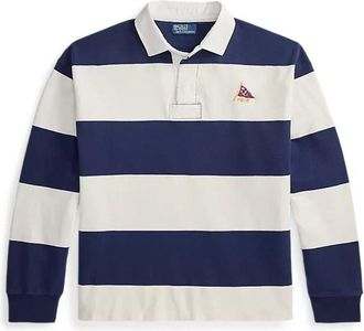 Polo Ralph Lauren Tops, Heren, Blauw, L, Katoen, Big Fit Gestreepte Jersey Rugby Shirt