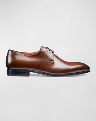 Santoni Mens Induct Burnished Leather Derby Shoes