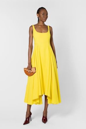 Roksanda Ilincic Awn Crepe Floaty Midi Dress in Jaune at Nordstrom, Size 10