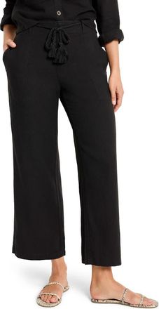 Nic+Zoe Rumba Rope Belt Linen Blend Pants in Black Onyx at Nordstrom, Size 18
