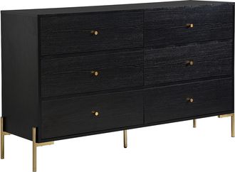 Pascal Morabito C&oacute;moda 6 cajones - MDF y metal - Negro y dorado - MILAVIA de Pascal Morabito