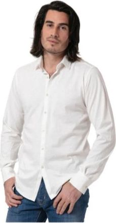 Karl Lagerfeld Katoenen Jersey Shirt - Heren - Casual Overhemden - Wit - XL - Katoen - Overhemden