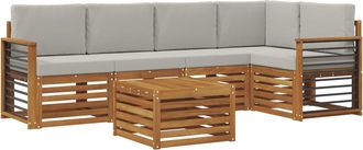 vidaXL Conjunto De Sof&aacute;s De Exterior 6 Uds. Gris Natural Y Claro Vidaxl