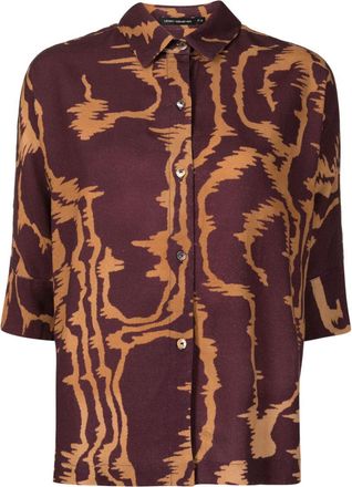 Lenny Niemeyer abstract-print short-sleeve shirt - women - Viscose/Linen/Flax - GG - Purple