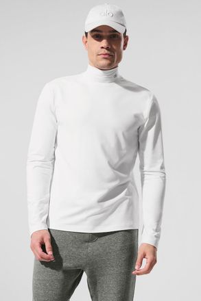 Alo | Conquer Reform Mock Neck Long Sleeve Top in White, Size: Medium
