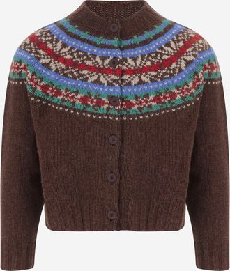 Howlin wollen vest met jacquardpatroon