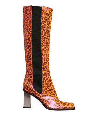 Dolce & Gabbana Brown Leopard Leather Knee High Boots Womens Shoes (Pre-Owned)