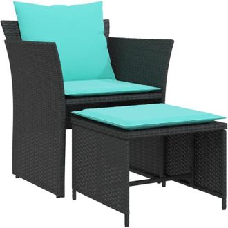 vidaXL Sill&oacute;n De Jard&iacute;n Con Reposapi&eacute;s Rat&aacute;n Sint&eacute;tico Negro Vidaxl