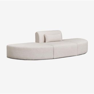 Sklum Sof&aacute; Modular De 1 Pieza Con 2 Puffs Triangulares En Borreguito Borjan Sklum