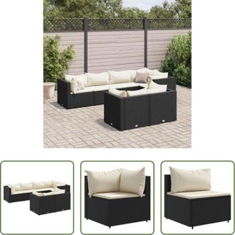 vidaXL Cuscini per esterno - Set Salotto da Giardino con Cuscini 7pz Nero Polyrattan