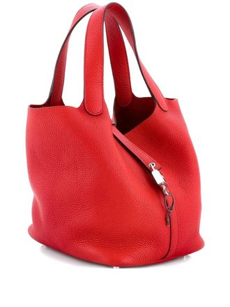 Herm&egrave;s Picotin Lock Bag Clemence MM bucket bag - Rosso