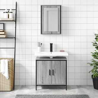 Berkfield Home Durable 2 Piece Bathroom Furniture Set Grey Sonoma Engineered Wood
