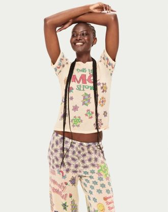 Me369 Juno Markers Knit T-Shirt In Cream