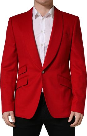 Dolce & Gabbana Mens Red Cashmere Single Breasted Jacket Blazer Elastane Clothing