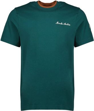 Moncler T-shirt met korte mouwen en geborduurd logo - Heren - T-shirts - Groen - S - Katoen - Tops