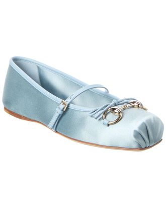 Gucci Horsebit Silk Ballerina Flat