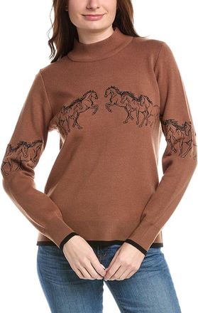 T Tahari Horse Embroidery Sweater