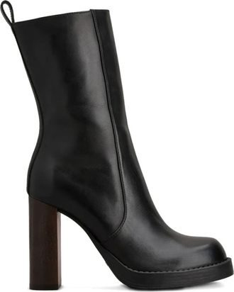 Tod's Tubular Enkellaarsjes - Dames - Laarzen met Hak - Zwart - 38 EU - Leer - Schoenen