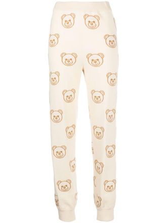 Moschino Teddy Bear-print track pants - women - Virgin Wool - 40 - Neutrals