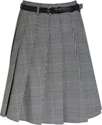 Self Portrait Prince Of Wales Checked Pleated Woven Skirt - Black - 4 (UK4 / Xxs)
